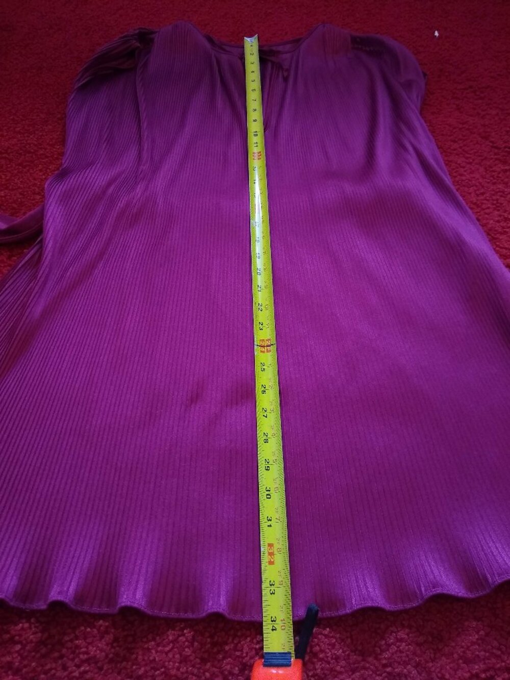 vintage 70s pleated flowy burgandy sleeveless tunic - Picture 3 of 10